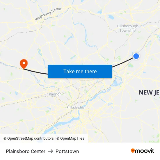 Plainsboro Center to Pottstown map