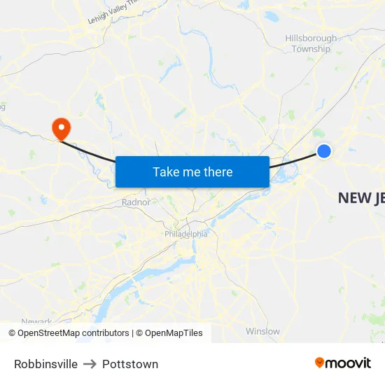 Robbinsville to Pottstown map