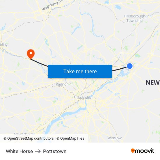 White Horse to Pottstown map