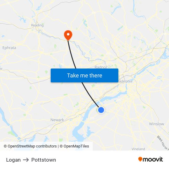 Logan to Pottstown map