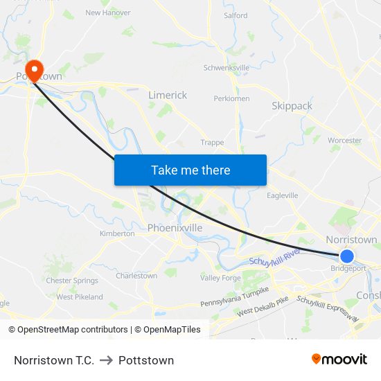 Norristown T.C. to Pottstown map