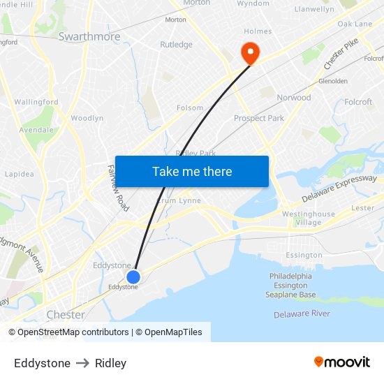 Eddystone to Ridley map