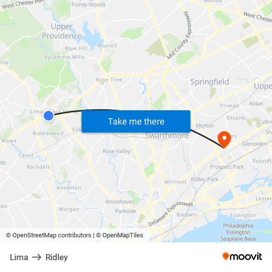 Lima to Ridley map