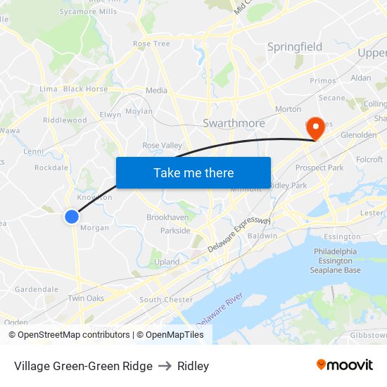 Village Green-Green Ridge to Ridley map