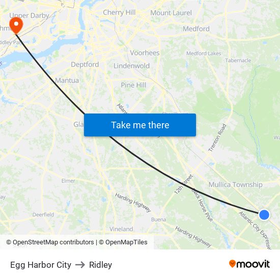 Egg Harbor City to Ridley map
