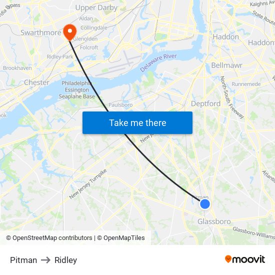 Pitman to Ridley map