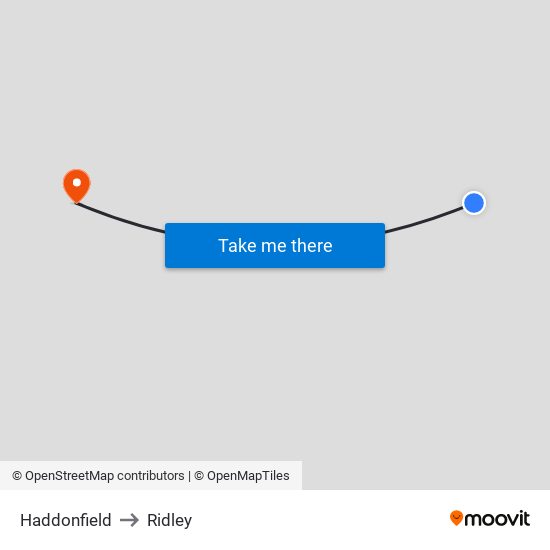 Haddonfield to Ridley map