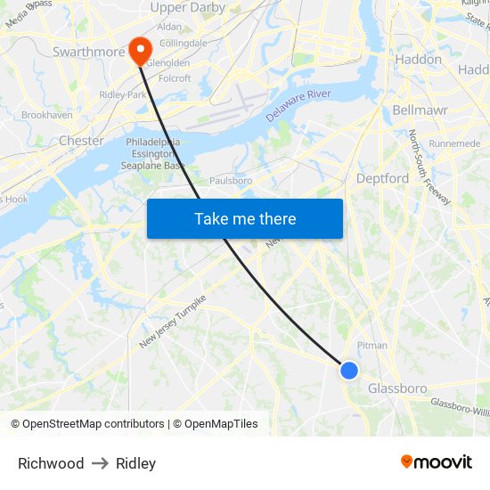 Richwood to Ridley map