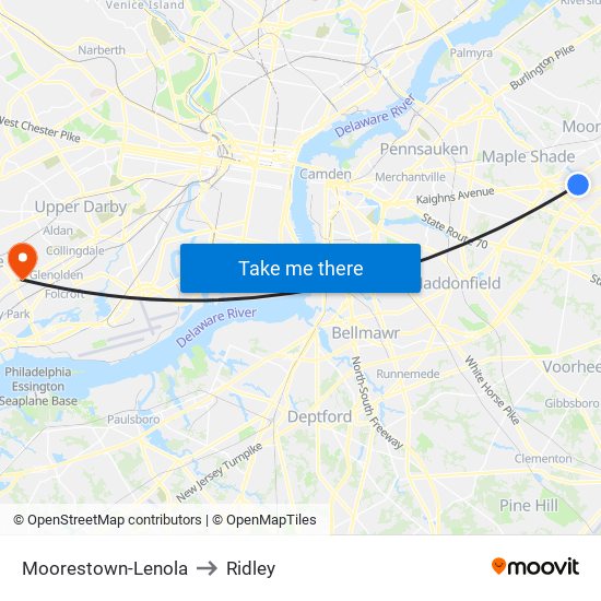 Moorestown-Lenola to Ridley map
