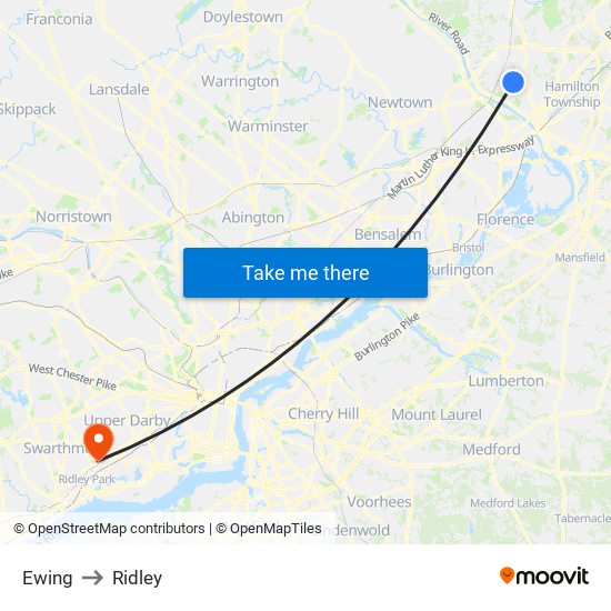 Ewing to Ridley map