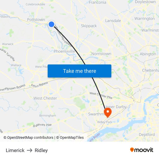 Limerick to Ridley map