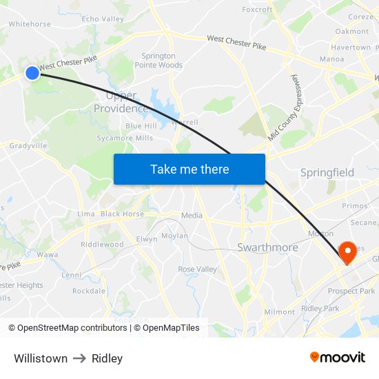 Willistown to Ridley map