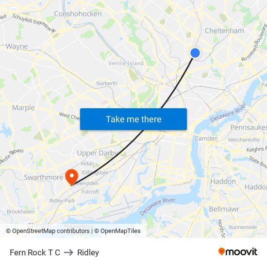 Fern Rock T C to Ridley map