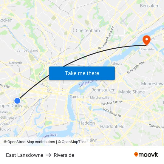 East Lansdowne to Riverside map