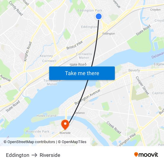 Eddington to Riverside map