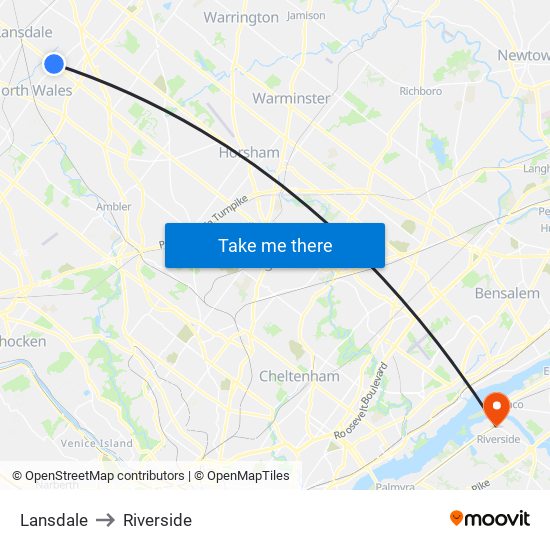 Lansdale to Riverside map