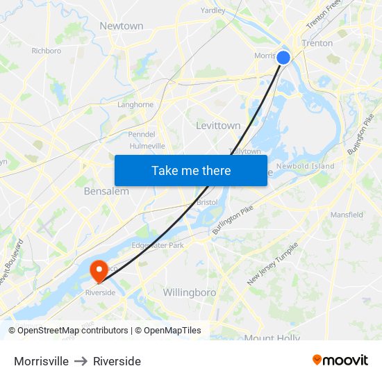 Morrisville to Riverside map