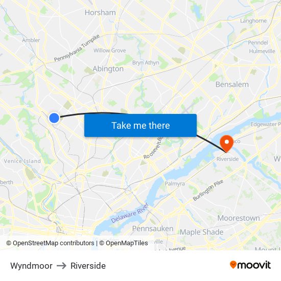 Wyndmoor to Riverside map
