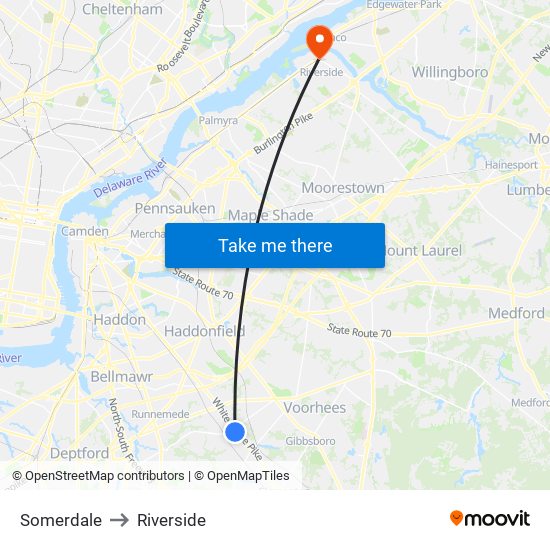 Somerdale to Riverside map