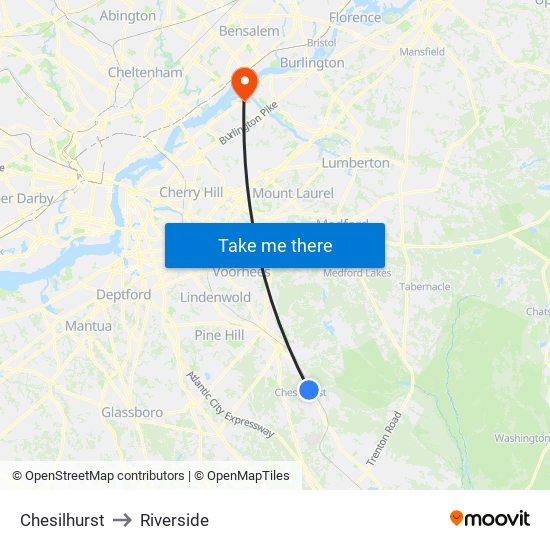 Chesilhurst to Riverside map