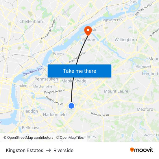 Kingston Estates to Riverside map