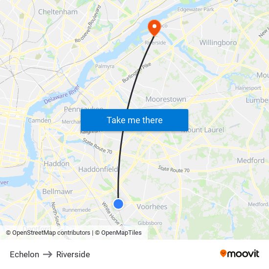 Echelon to Riverside map
