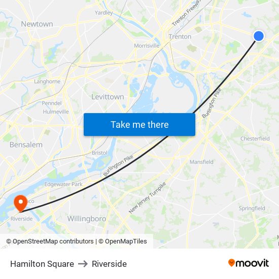 Hamilton Square to Riverside map