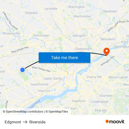 Edgmont to Riverside map