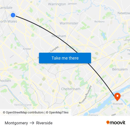 Montgomery to Riverside map