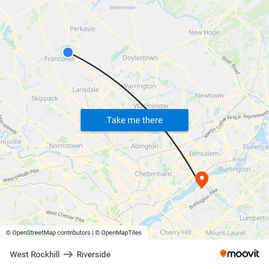 West Rockhill to Riverside map