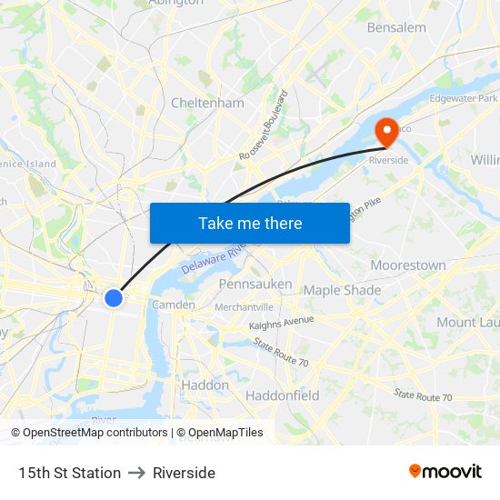15th St Station to Riverside map