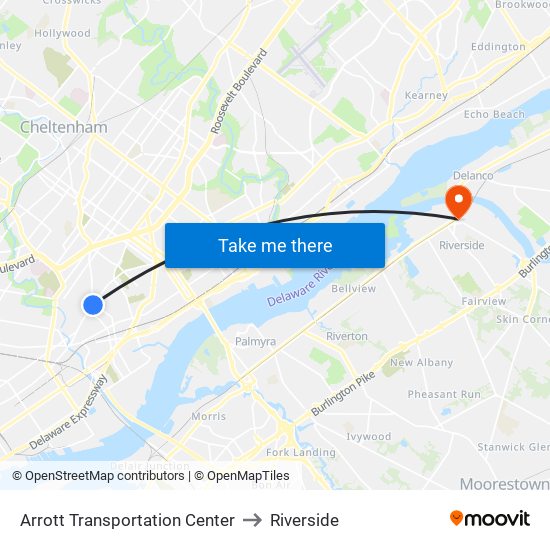 Arrott Transportation Center to Riverside map