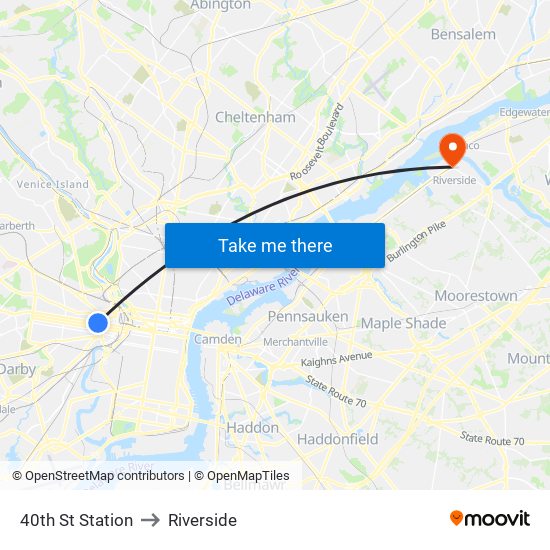 40th St Station to Riverside map