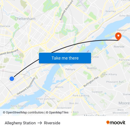 Allegheny Station to Riverside map
