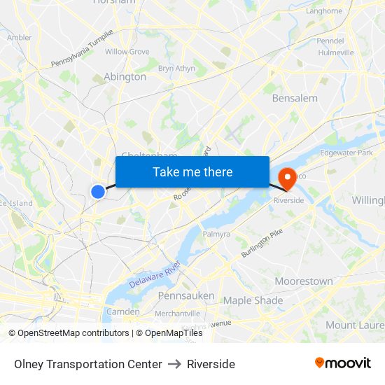 Olney Transportation Center to Riverside map