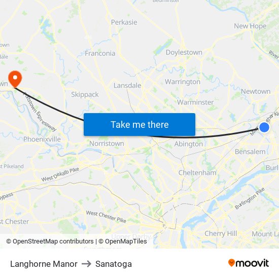 Langhorne Manor to Sanatoga map