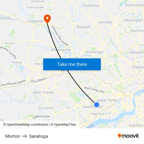 Morton to Sanatoga map