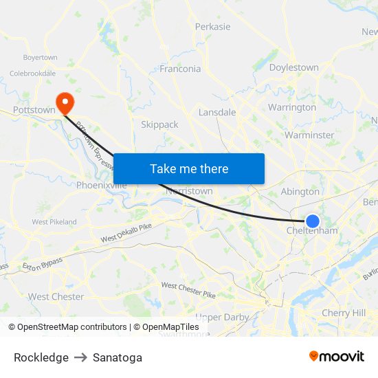 Rockledge to Sanatoga map