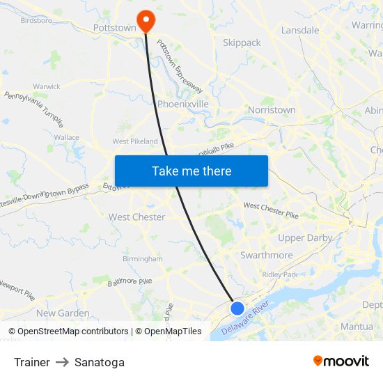 Trainer to Sanatoga map