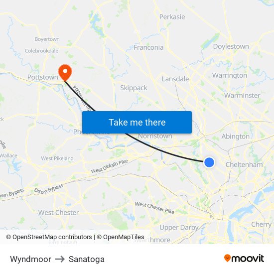 Wyndmoor to Sanatoga map