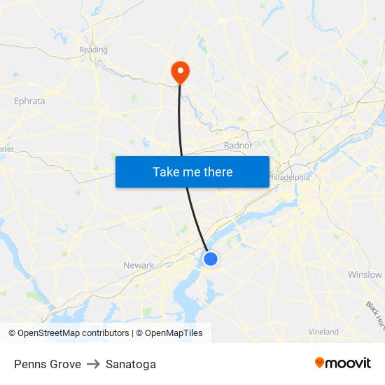 Penns Grove to Sanatoga map