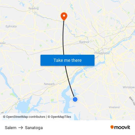 Salem to Sanatoga map