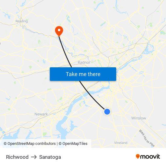 Richwood to Sanatoga map