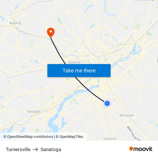 Turnersville to Sanatoga map