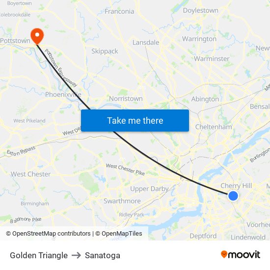 Golden Triangle to Sanatoga map