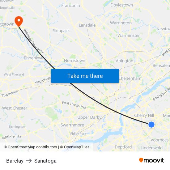 Barclay to Sanatoga map