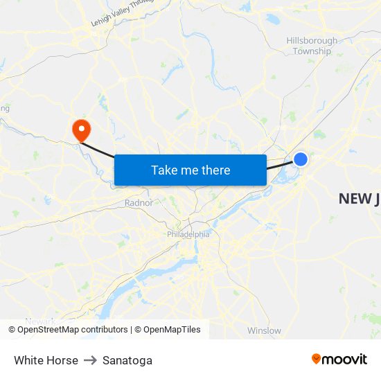White Horse to Sanatoga map