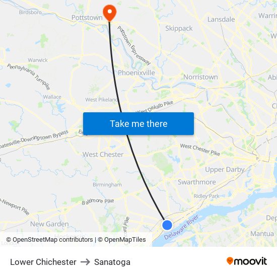 Lower Chichester to Sanatoga map