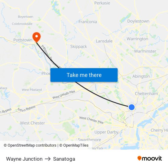Wayne Junction to Sanatoga map