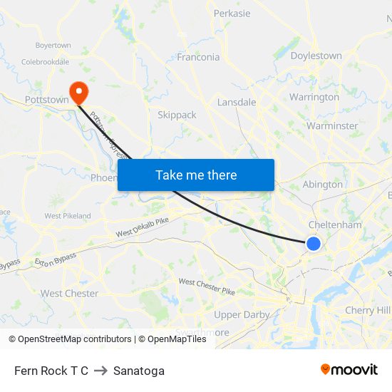 Fern Rock T C to Sanatoga map